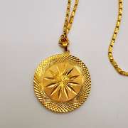 24kt Solid Yellow Gold Pendant & Chain Necklace