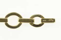 14K Yellow Gold Diamond Inset Bar Oval Link Drop Chain Pendant