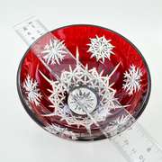 Gorgeous Heavy Cranberry Red Cut to Clear 24 Pbo Crystal Bowl With Snowflakes Pattern