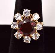 Wonderful Garnet and Sapphire Ring in 14K Yellow Gold