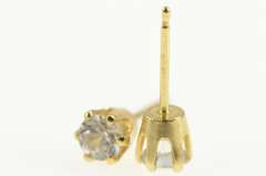 14K Yellow Gold Round Cubic Zirconia Classic Stud Solitaire Earrings