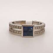 14kt Gold, Blue Sapphire, & Diamond Ring