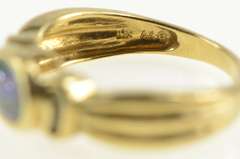 10K Yellow Gold Oval Sim. Black Opal Diamond Accent Statement Ring