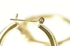 14K Yellow Gold Puffy Ornate Ram Aries Statement Hoop Earrings