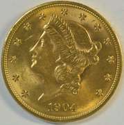 Very Choice BU 1904 US $20 Liberty Gold Piece. Nice