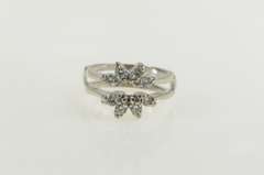 14K White Gold Round Floral Halo Wrap Wedding Band Guard Ring