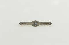14K White Gold Ornate Amethyst Art Deco Filigree Bar Pin/Brooch