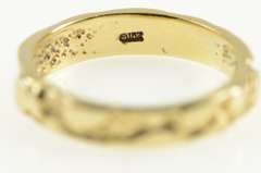 10K Yellow Gold Textured Raw Abstract Nugget Cluster Band Ring