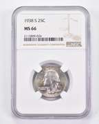 MS66 1938-S Washington Quarter - Graded NGC