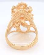 Wonderful Yellow Gold opal and Diamond Cluster Ring
