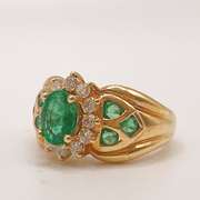 14kt Gold, Emerald, & Diamond Cocktail Ring