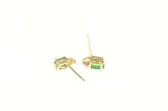 14K Yellow Gold Oval Natural Emerald Diamond Accent Stud Earrings
