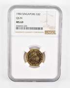 MS69 1984 Singapore $2 Gold - Qilin - Graded NGC