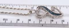 Vintage Italian Sterling Silver Cubic Zirconia Pendant on Chain Necklace