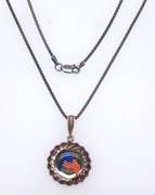 Vintage Sterling Silver American Flag Pendant on Chain