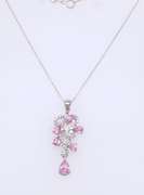 Fabulous White Gold Pink Sapphire and Diamond Pendant on Chain