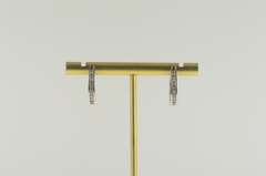 14K White Gold 0.38 Ctw Diamond Channel Inset Oval Hoop Earrings