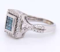 Favorite White Gold Blue IR Diamond and White Diamond Ring