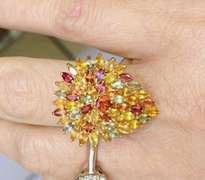 14kt Solid Yellow Gold & Sapphire Cocktail Ring