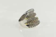 Sterling Silver Pave Cubic Zirconia Encrusted Wavy Statement Ring