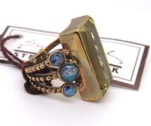 Stephen Dweck Lemon Quartz and Mosaic opal Ring
