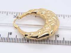 Stunning Yellow Gold Quilted Hoop Earrings