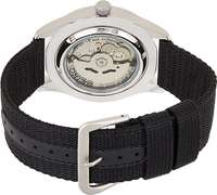 Seiko Black Dial Canvas Strap Automatic, New In Box.
