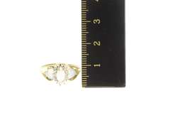 10K Yellow Gold Marquise Syn. Opal Diamond Accent Statement Ring
