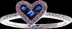 Romantic Ice Blue Sapphire Heart Ring with Diamond Crusted 18k White Gold