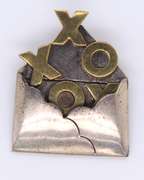 Vintage 925 Sterling Silver XO Letter Envelope Pin