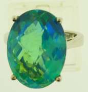 Sterling Silver Large oval Blue Apatite Ring