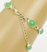 Sterling Aventurine or Jade Cabochon Bracelet