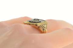 10K Yellow Gold Victorian Black ONyx Diamond M W Monogram Ring