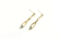 14K Yellow Gold Pear Sapphire Inset Twist Dangle Drop Earrings