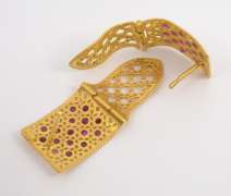 Hinged 22k Filigree Earrings with Rubies