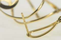 14K Yellow Gold Spiral Twist Oval Geometric Dangle Earrings