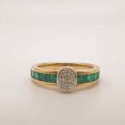 18kt Yellow Gold, Emerald, & Diamond Cocktail Ring