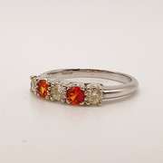 14kt White Gold, Orange Sapphire, & Diamond Band