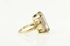 10K Yellow Gold Emerald Cut Syn. Smoky Quartz Cocktail Ring