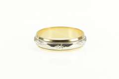 14K Yellow Gold 1950's Ornate Blossom Geometric Wedding Band Ring