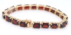 Majestic Yellow Gold Garnet Emerald Cut Bracelet