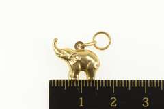 18K Yellow Gold 3D Puffy Elephant Wisdom Animal Symbol Pendant