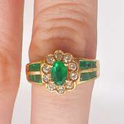 18kt Gold, Emerald, & Diamond Cocktail Ring