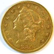 Scarcer 1884-S US $20 Liberty Gold Piece in AU