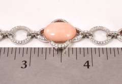 Precious Pink Coral and Diamond Bracelet in 18K White Gold
