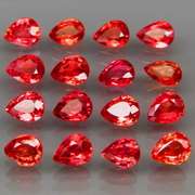 Excellent 4.47ct set of pear cut red Imperial Sapphires