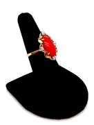 One-Of-A- Kind 18kt Yellow Gold Coral and Diamond Ring