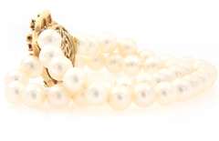 Cultured Pearl Garnet and opal Clasp Double Strand Bracelet