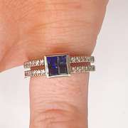 14kt Gold, Blue Sapphire, & Diamond Ring