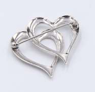 Sterling Silver Double Heart Shaped Brooch
